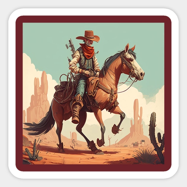 Colourful Illustration of Cowboy Kerm Sticker by KOTYA